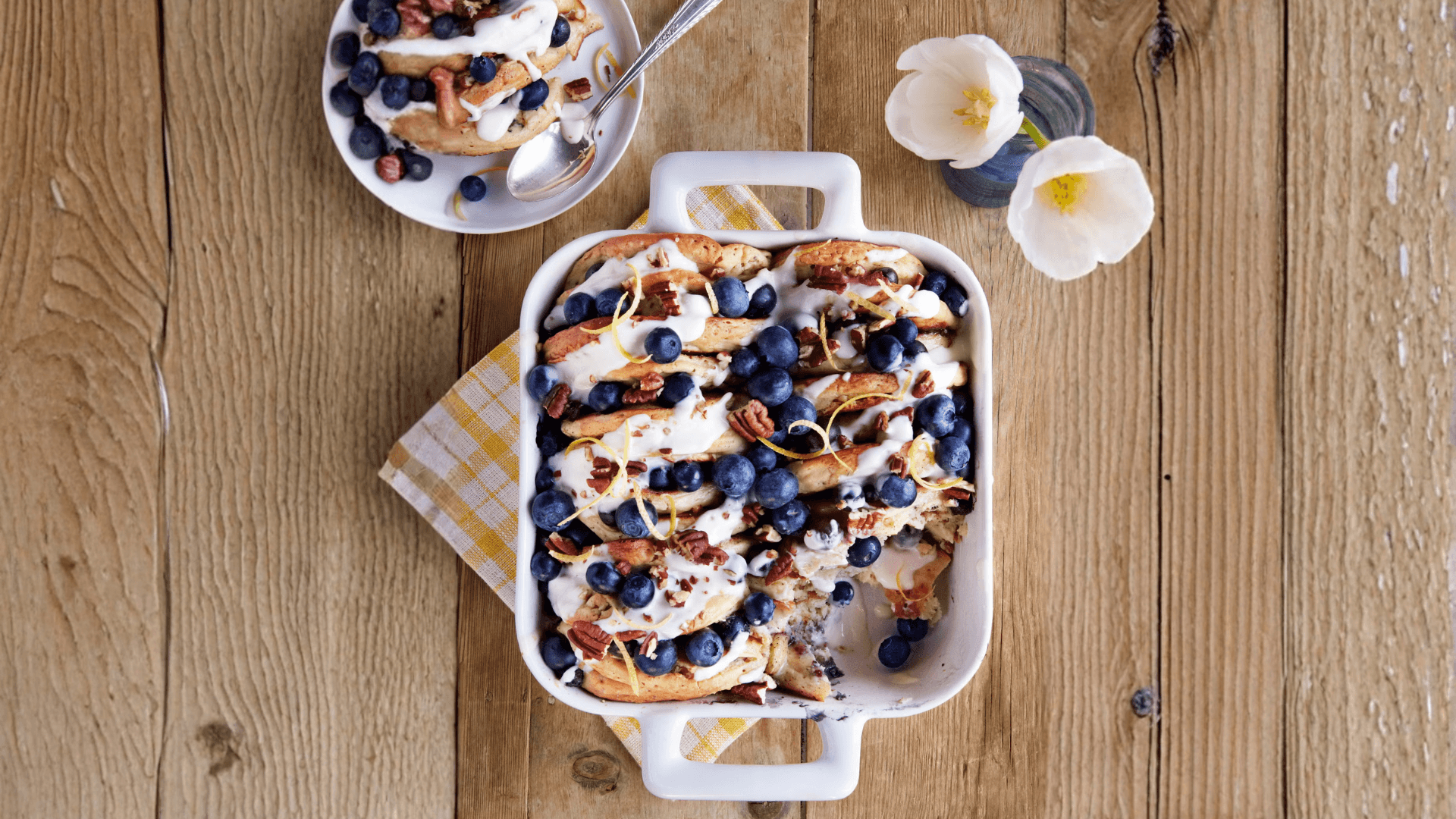 Blueberry-Pecan Pancake Bread Pudding